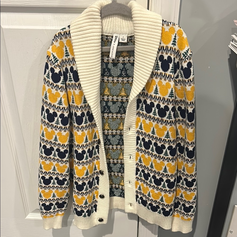 Janie and Jack, Mickey Cream and Yellow Patterned Cardigan￼